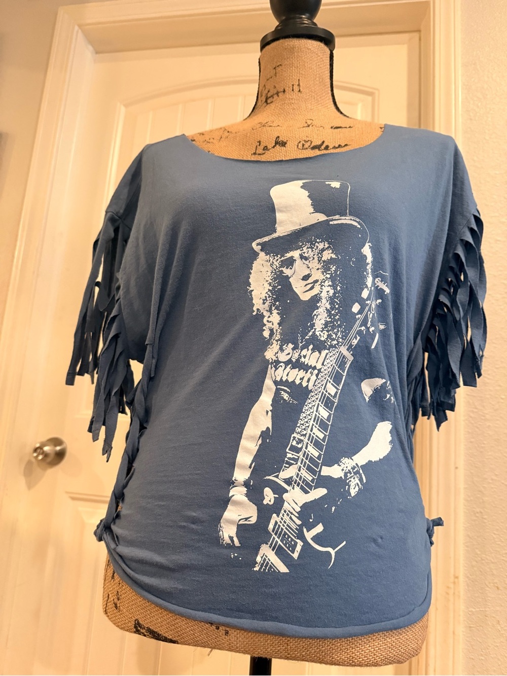 Upcycled Slash Fringe Tee – Size Small